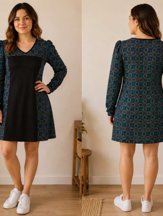 Mexicali Blues Dresses & Skirts - Mexicali Blues Jenna Dress Green Large Boho Casual Tunic Dress Geometric Print